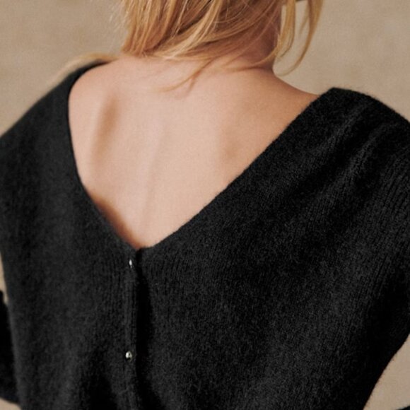 Sézane Barry V-Neck Reversible Cardigan Reversible Sweater Light Blue Alpaca SM - Picture 7 of 9